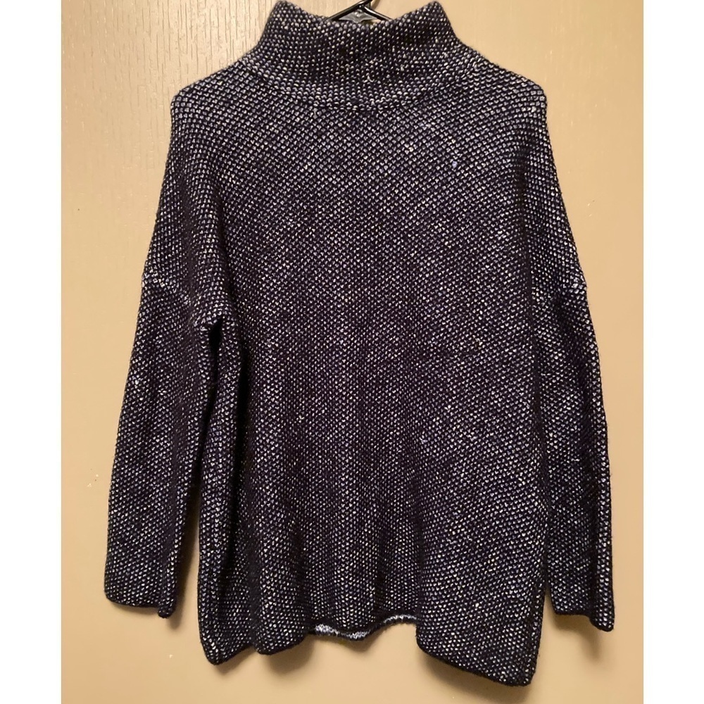 Zara Small Chunky Knit Blue Mock Neck Sweater